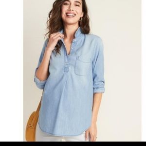 🤰🏻 Chambray Popover Top 🤰🏻